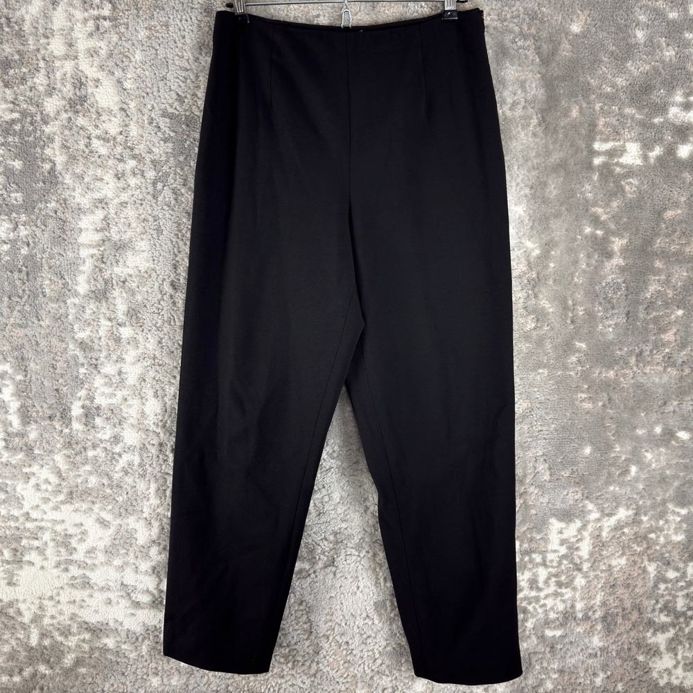 Talbots Petites Size 6p Stretch Side Zip Tapered Ankle Pants Black Women